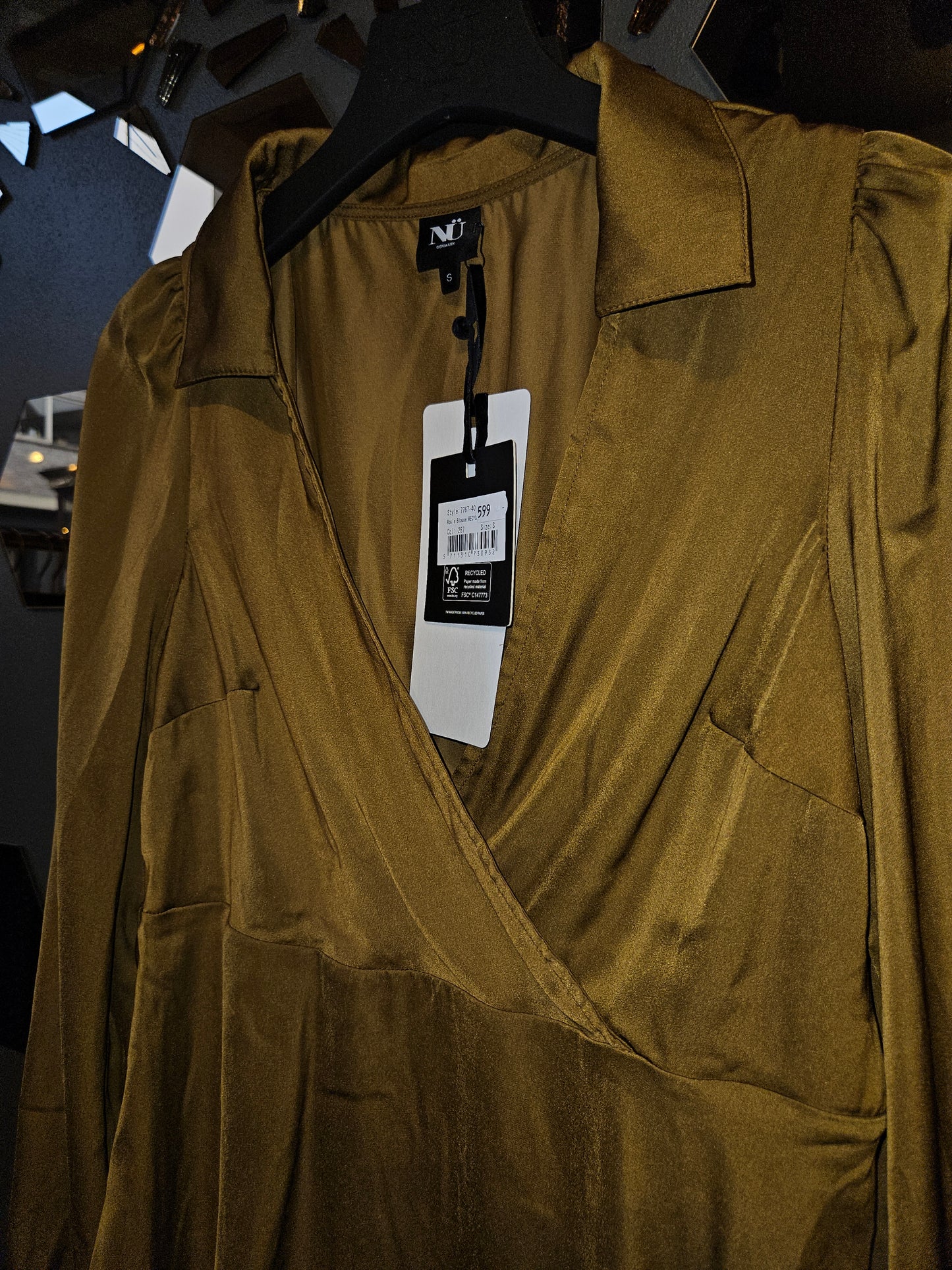 Olivengrøn Wrap-bluse