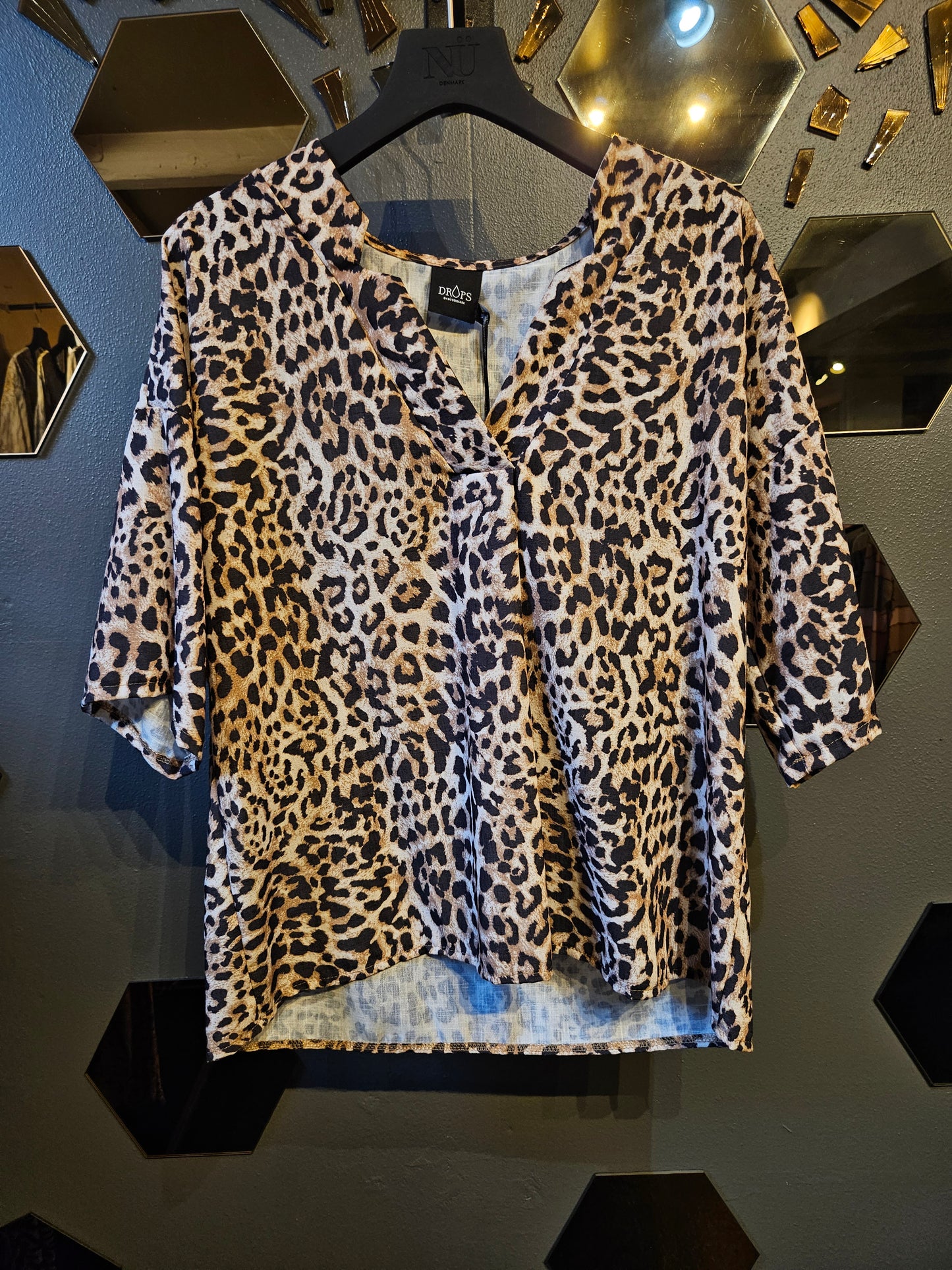 Leopardprint todelt sæt - Afslappet skjorte og bukser