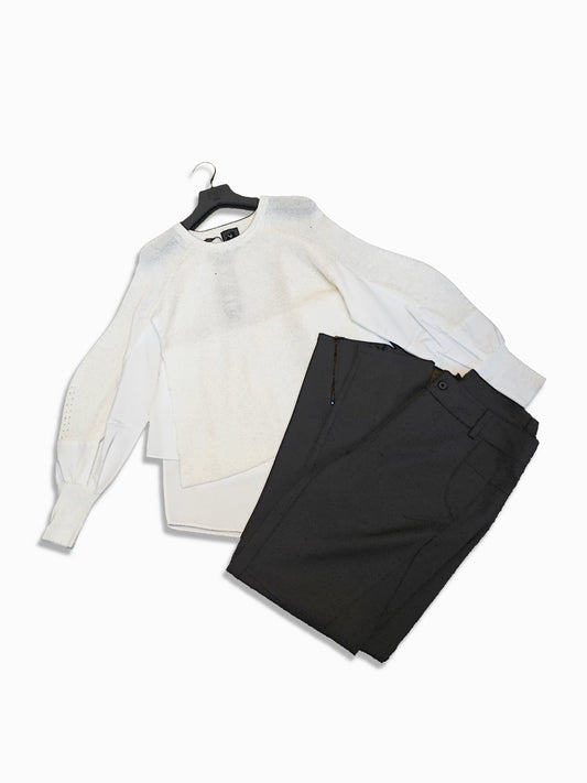 Tulipa White Layered Knit Blouse