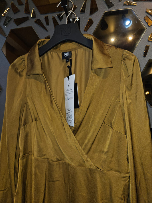 Olivengrøn Wrap-bluse