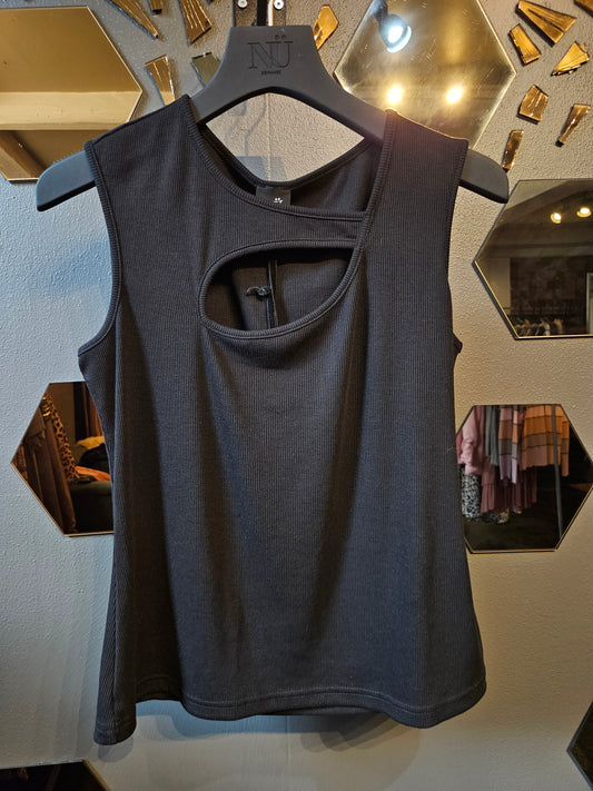 NÜ Ribbed Tank Top with Cutout Detail
