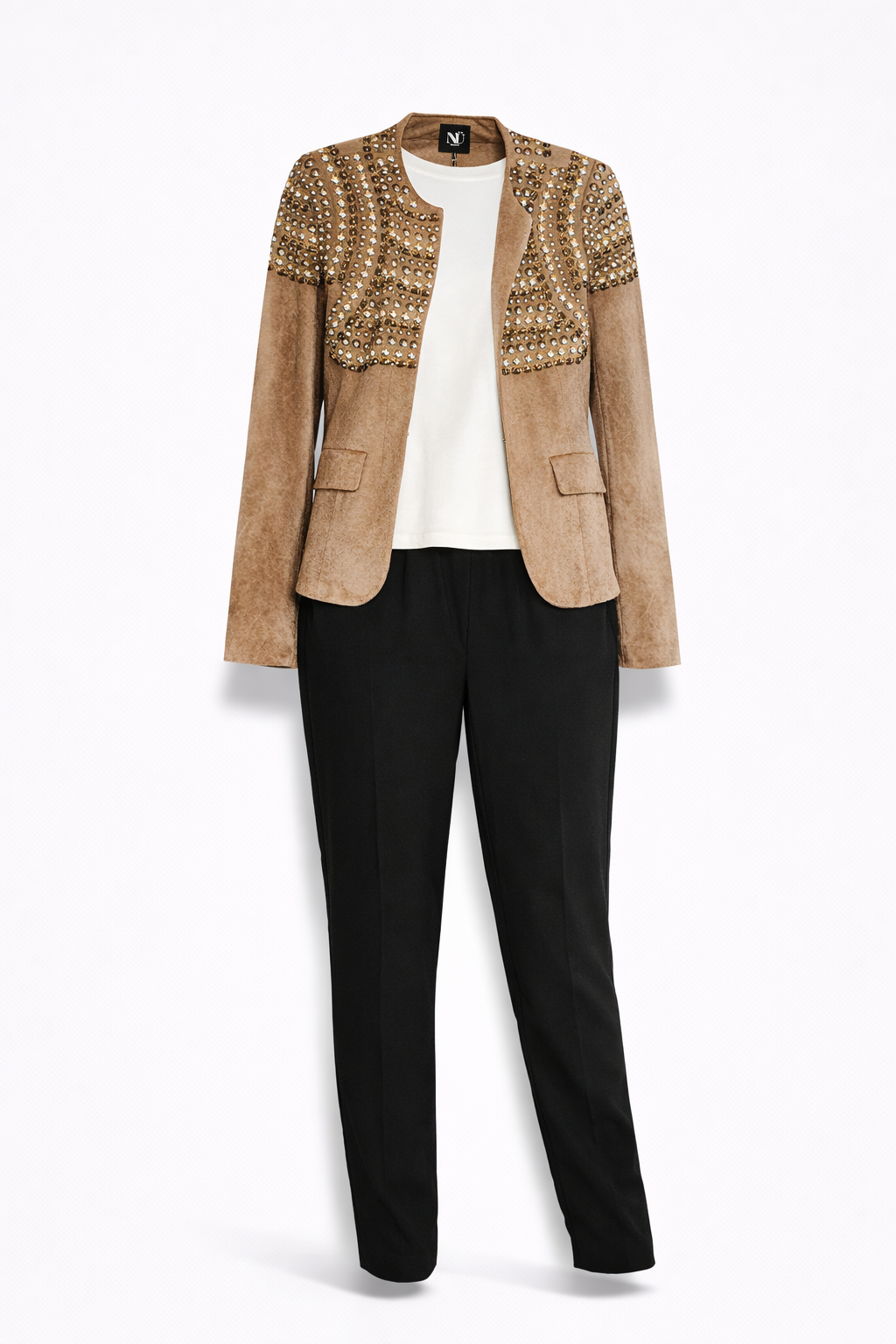 Elegant Studded Blazer & Trouser Set - NÜ Collection