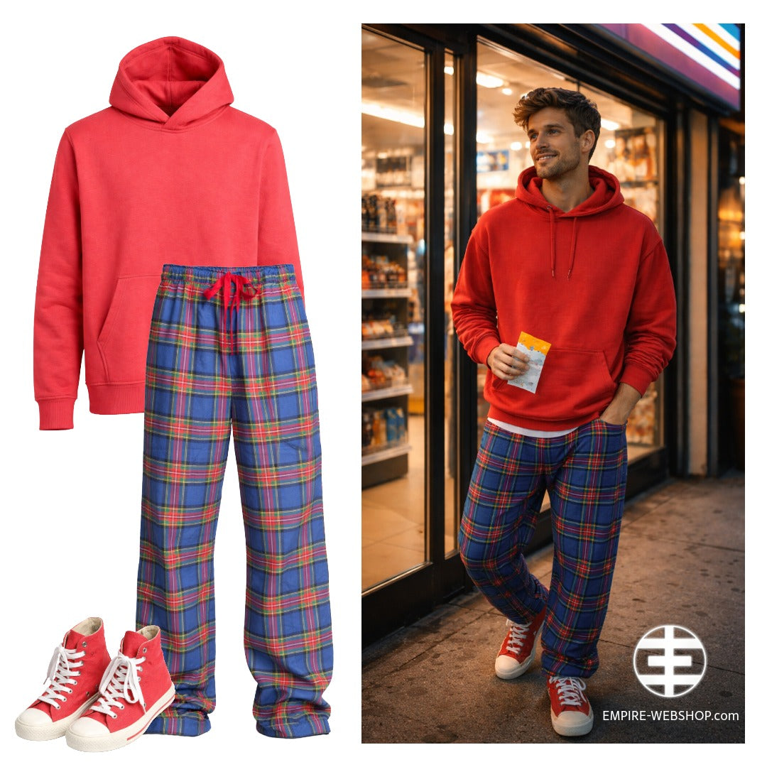 New Outfit Set – GANT Plaid Pants & Red Hoodie XXL