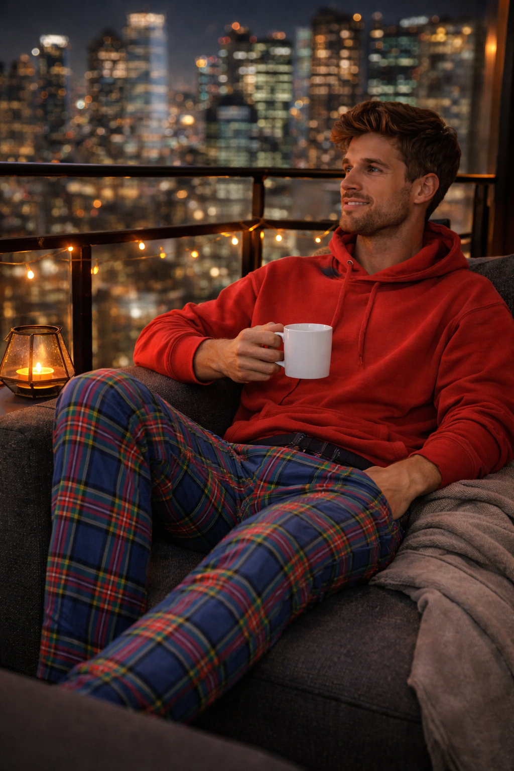 New Outfit Set – GANT Plaid Pants & Red Hoodie XXL