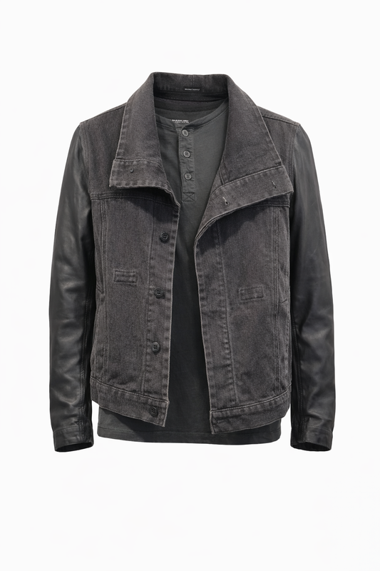 Coster Denim Jacket Set – Gray Leather Detail Edition
