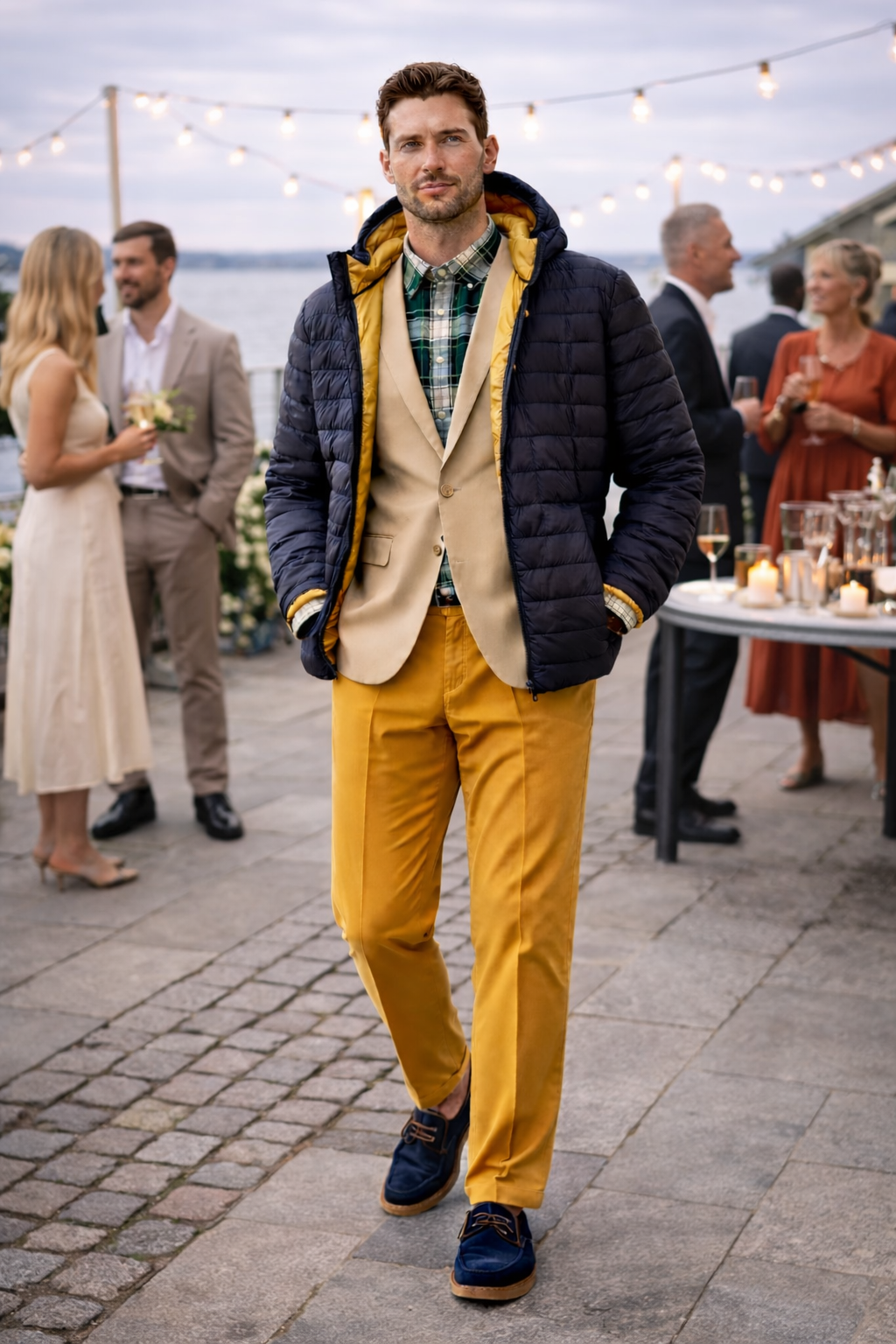 New Complete Outfit Set – Plaid Shirt, Blazer, Chino & Puffer Jacket