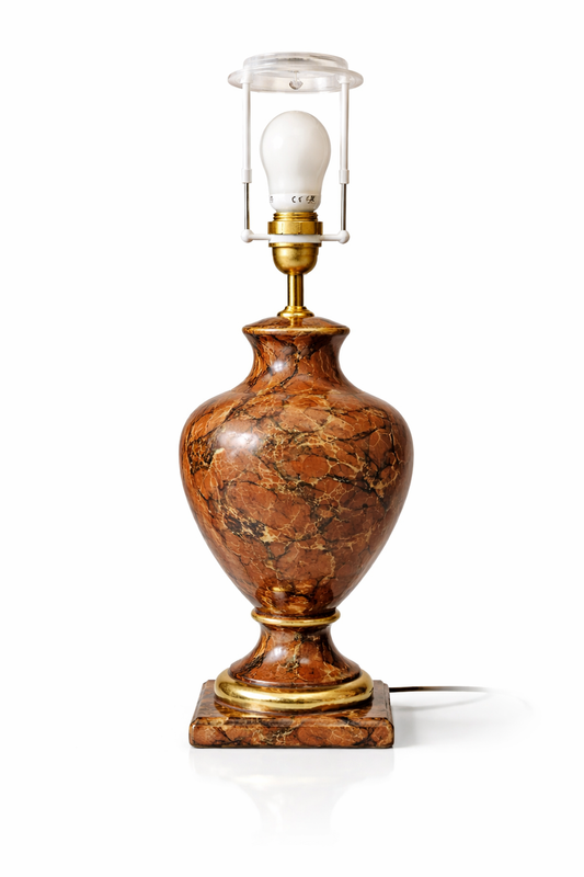 Vintage Keramisk Bordlampe med Gold Plated Messingfod – Eksklusiv Designlampe