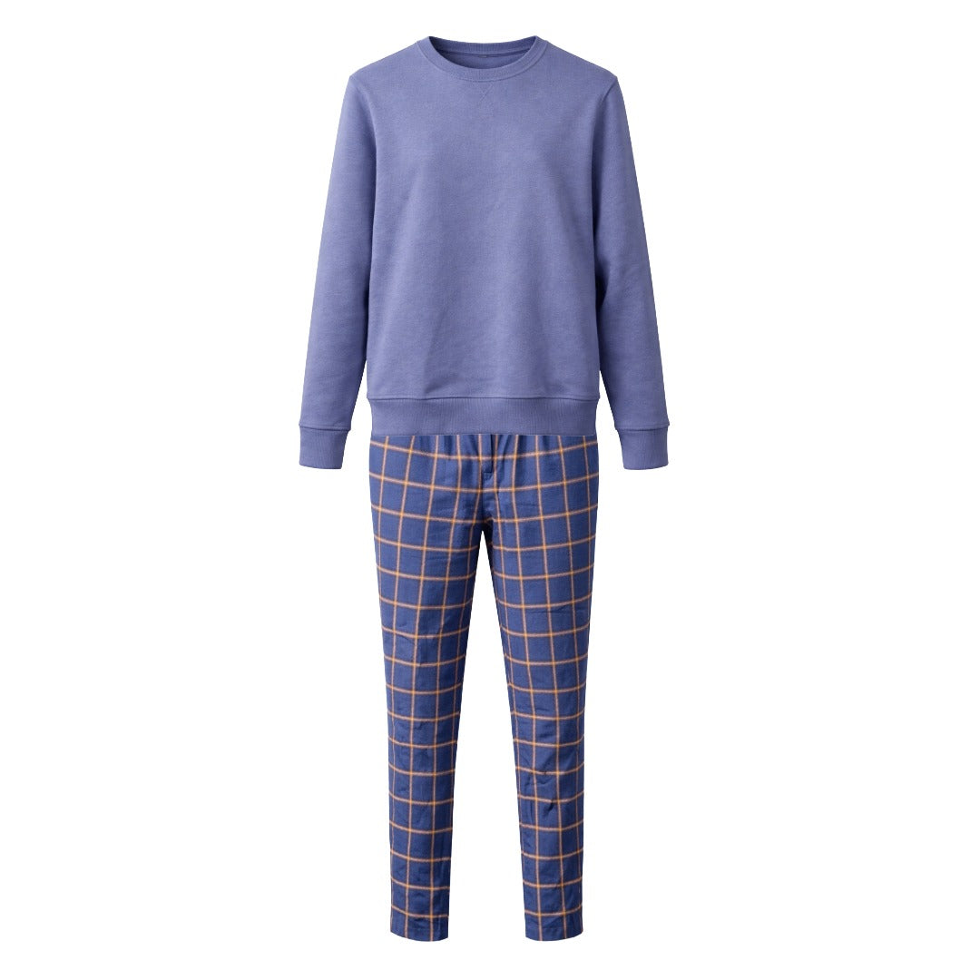 Pullover og ternede bukser i sæt